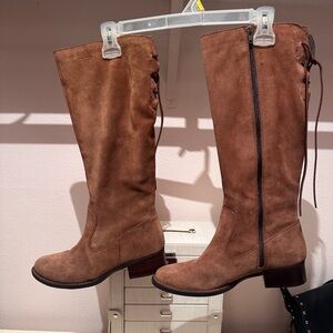Born Brown Over the Knee Boots with Soft Suede Finish